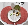 thumbnail image 6 of Violet Linen Thanksgiving Harvest Fall Pumpkin Pattern, Polyester Applique Embroidered Burlap, Red, 12 Inch x 18 Inch, Oval, Set of 4, Decorative Place Mats, 6 of 7