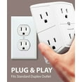 thumbnail image 2 of Fosmon 6 Outlet Grounded Wall Tap Power Adapter 3 sided - 125VAC 15A - White - 2 Pack, 2 of 5