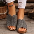 thumbnail image 4 of Modisza Orthopedic Wedge Sandals for Women Flower Cutout Wide Width Slip on Wedges Slides Ladies Casual Summer Slippers size 8 Grey, 4 of 7
