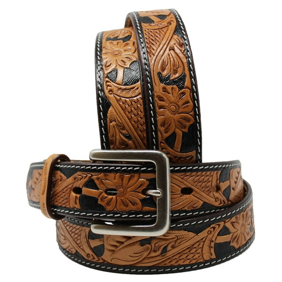 47-48  Tackrus Handmade Basket Weave Tool Western LEATHER MENS BELT Brown 2609RS04
