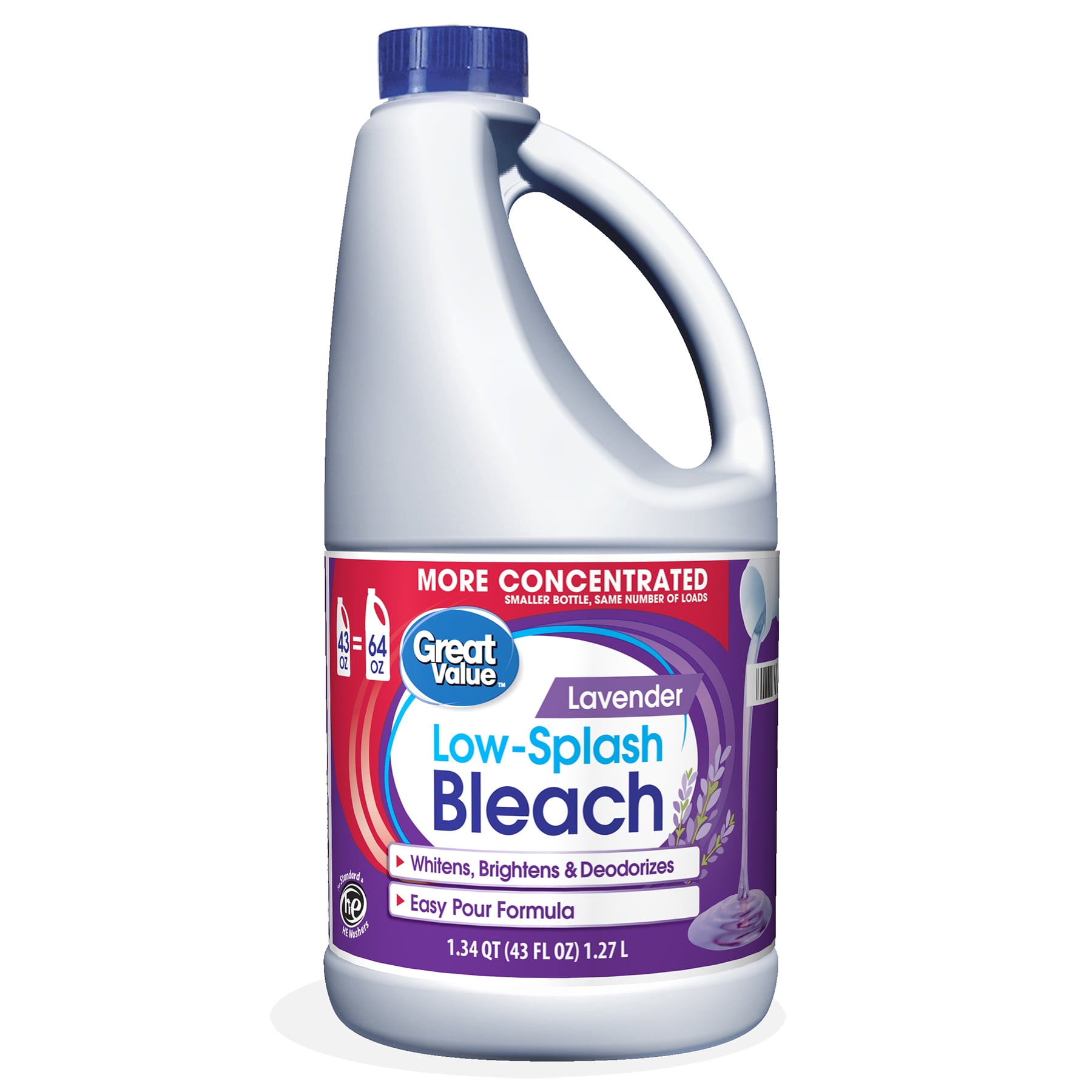 Great Value Low Splash Bleach Lavender, 43 Ounce