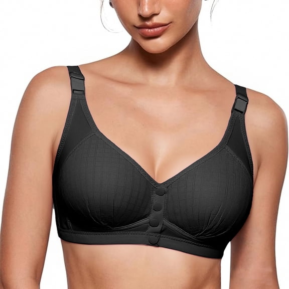 Gkeoshab Nursing Bras Women's Front Closure Wireless Bra Molded Cup Lightly Padded Plus Size Bra with Adjustable Straps Black 38