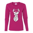 thumbnail image 2 of Deer Rose Animal Lover Womens Graphic Long Sleeve T-Shirt, Fuschia, Medium, 2 of 3
