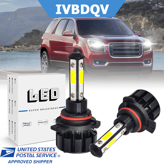 For GMC Acadia 2012-2019 LED Headlight Bulbs 9012 High/Low Beam 2Pcs 6000K Super Bright White