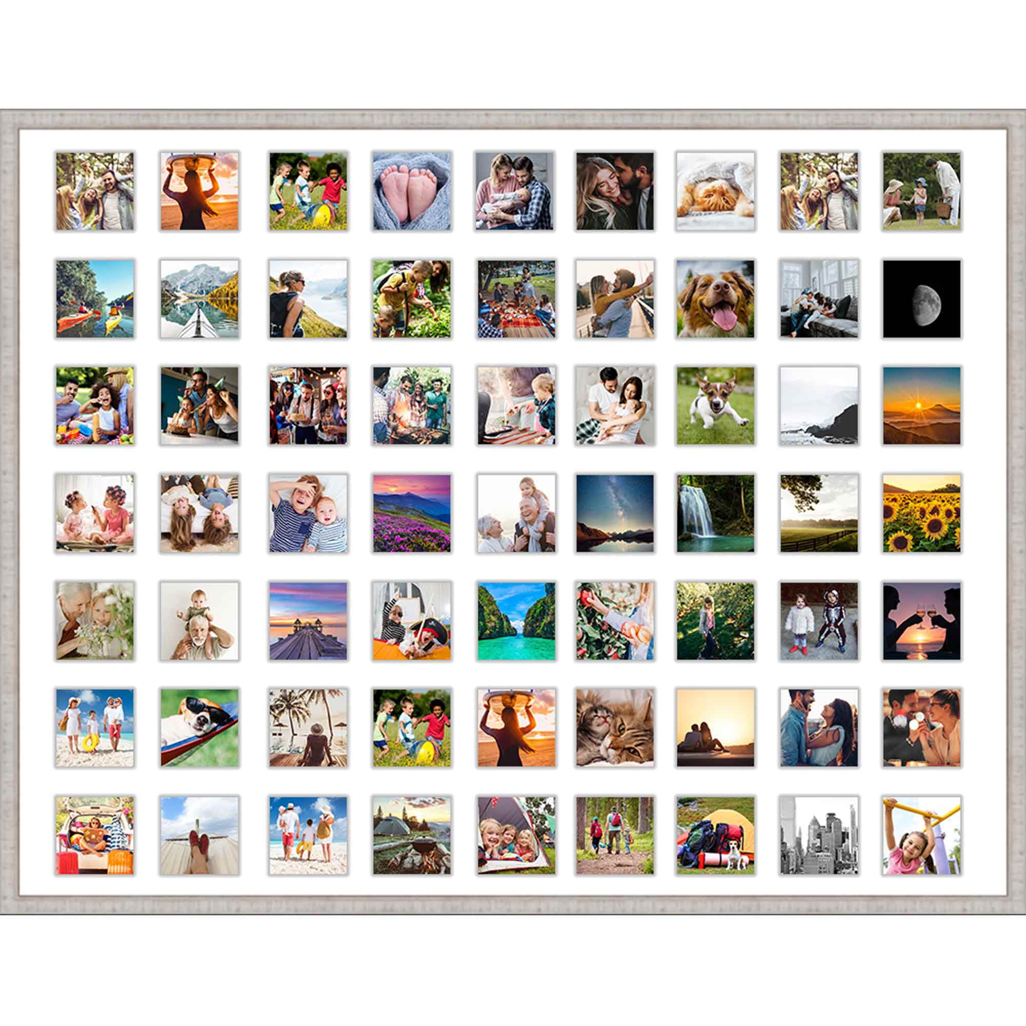 White Collage Frame With Mat 31x40 Frame For (63) 4" x 4" Photos
