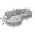 thumbnail image 3 of 110.3" Modular Sectional Sofa, Corduroy L-Shaped Couch with Arc-Shaped Footstool, Cloud Sectional Couch with Pillows for Living Room, Beige, 3 of 9