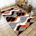 thumbnail image 3 of Orange Gray Wavy Area Rug, Abstract Black Gray Geometric Lines Washable Carpets, Cozy Breathable Absorbent Rugs, Reduce Noise Dirty Resistant Playing Mat For Sofa Entrance Family 3' x 4', 3 of 7