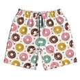 thumbnail image 3 of Uemuo Colorful Donuts Pattern Men's Swim Trunks Hawaiian Beach Bathing Suit Swimsuits Beach Quick-Dry Shorts with Pockets-, 3 of 9