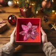 thumbnail image 7 of 2 Pcs Christmas Artificial Glitter Poinsettia Flowers,Christmas Tree Decoration,5.51 inch Glitter Poinsettia Flowers,Christmas Artificial Flowers for Tree Ornaments,Wreath, Mantel & Home Decor, 7 of 7