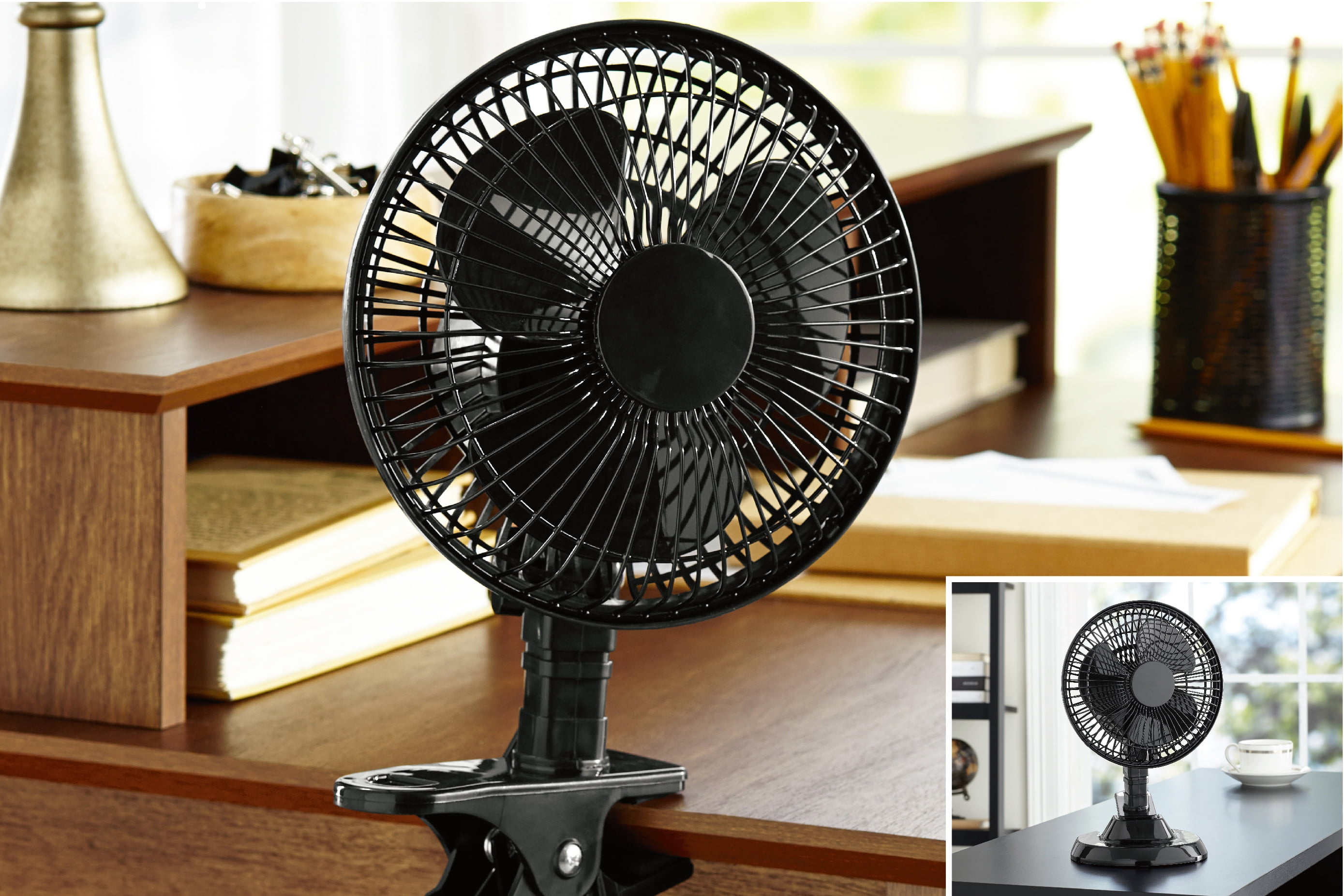 Mainstays 6 inch Personal Desktop or Clip 2-in-1 Fan, Black