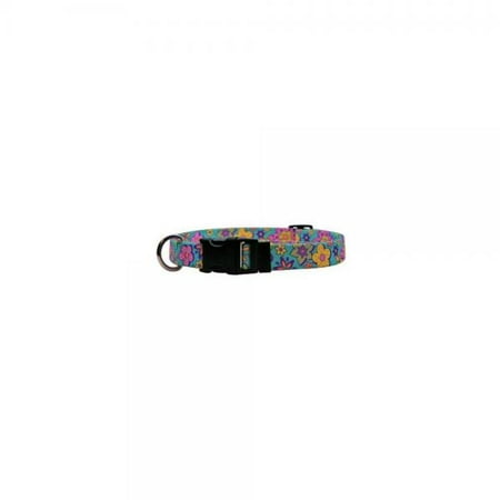 flower power dog collar - size small 10 to 14 long - made in the usa