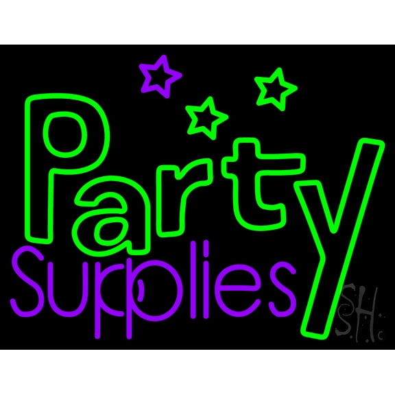 Green Party Supplies LED Neon Sign 15 x 19 - inches, Black Square Cut Acrylic Backing, with Dimmer - Bright and Premium built indoor LED Neon Sign for wall décor, arcarde, and storefront.