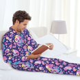 thumbnail image 5 of KLL Skull colorful mushroom Sleepwear Mens Flannel Pajamas,Long Cotton Pj Set, 5 of 7