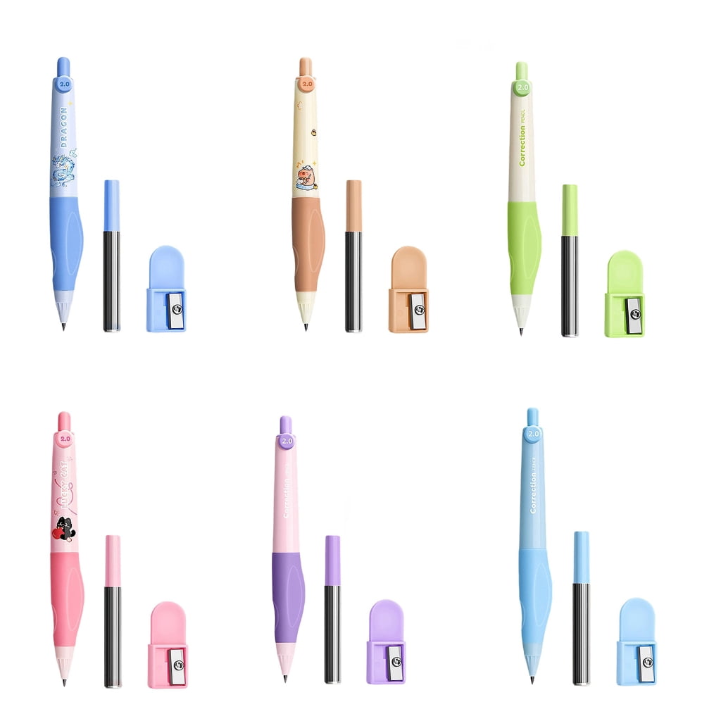 Mechanical Pencil With Ergonomic Grip 2.0mm Automatic Pencil with Sharpener Box of Refills For Writing Sketching