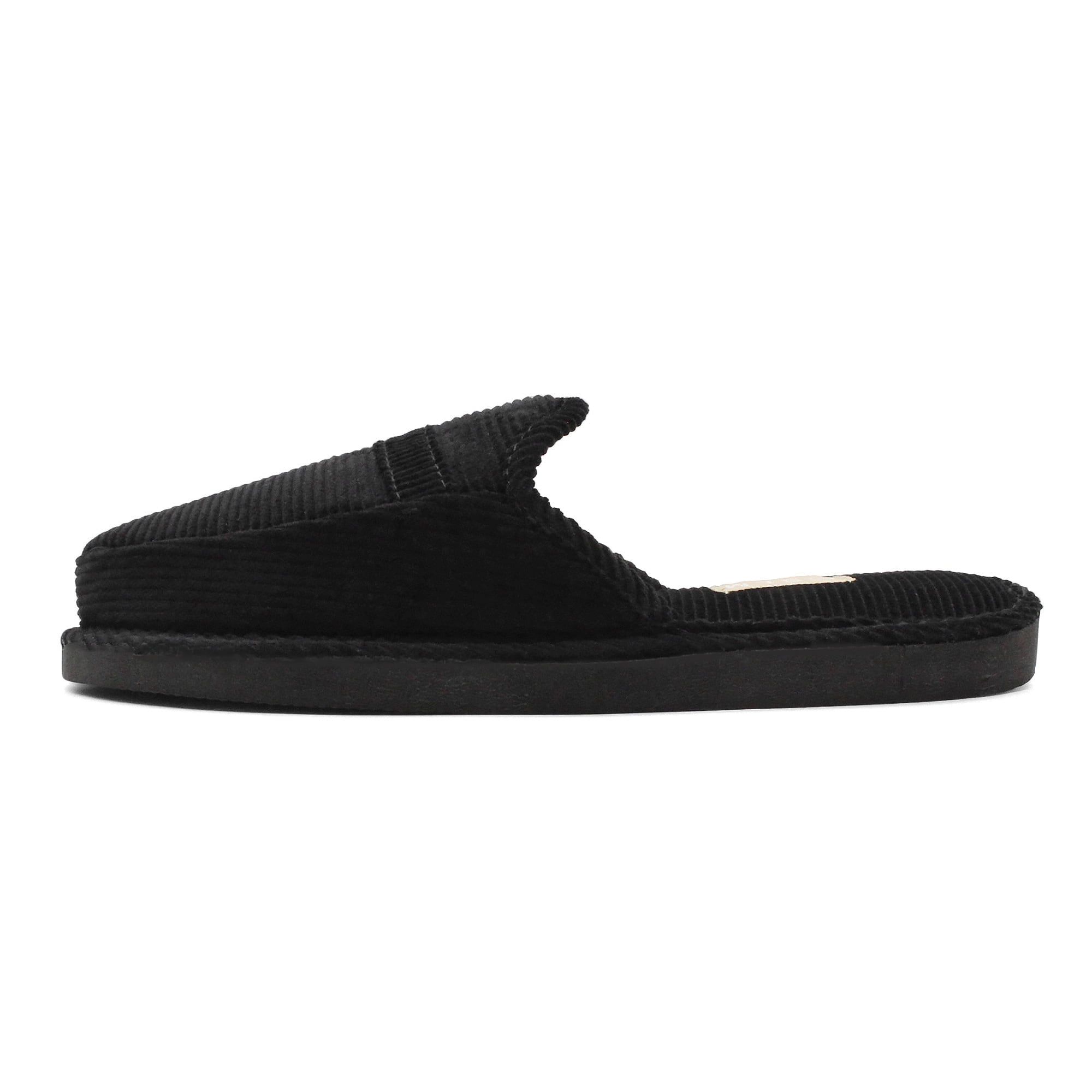 SLM Men's Corduroy Slippers Black Moccasin House Shoes Bedroom Slip On 