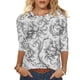 thumbnail image 1 of Camisa Casual de Cuello Redondo Impresa Floral de Manga Larga de las Mujeres, Manga 3/4 para las Mujeres Cómoda Mezcla de Poliéster Spandex, 1 of 5