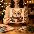 thumbnail image 3 of ARVELLIA DIY Christmas Pearl Painting Kit with Frame, Cute Corgi Dog with Scarf Holiday Portrait Beaded Art Craft Set for Adults and Beginners, Handmade Wall Decor Gift (7.8x7.8in), 3 of 5