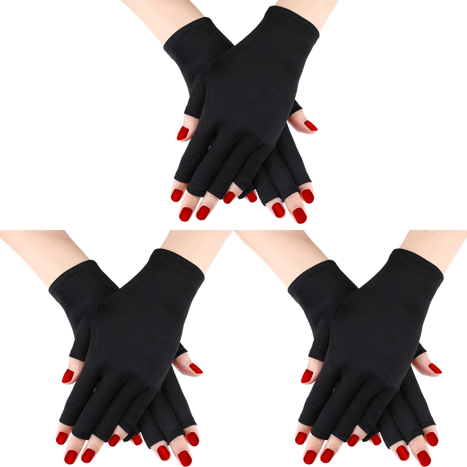 3 Pairs UV Glove Gel Manicures Glove Anti UV Fingerless Gloves Hands