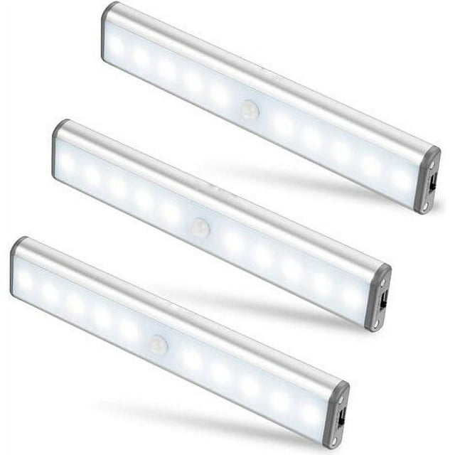 Luces inalámbricas de 10 LED, recargables por USB, magnéticas, con detección de movimiento, 2 modos, lámpara de armario portátil, luz de emergencia, luz nocturna para niños, paquete