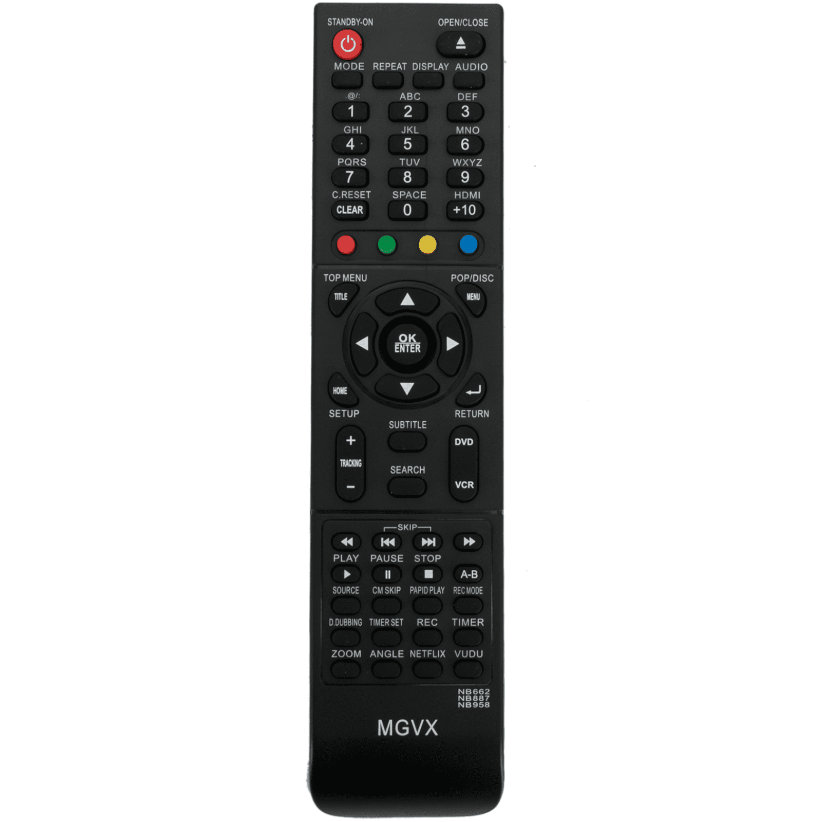 NB662 NB887 NB958 Remote Control for Magnavox DVD VCR Player MBP5210