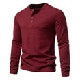 thumbnail image 3 of Mens Shirts Polos Fashion Leisure Button Pullover Long Sleeved Mens Workout Shirts Golf,Red,L, 3 of 3