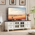 thumbnail image 6 of Buildhom Farmhouse TV Stand and Coffee Table Set of 4, Rustic Wood Entertainment Center with End Tables for Living Room, White, 6 of 7