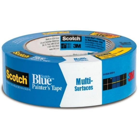 3M Scotch-Blue 2090 Safe-Release Crepe Paper Multi-Surfaces Painters Masking Tape, 27 lbs/in Tensile Strength, 60 yds Length x 1-1/2" Width, Blue Pack of 6