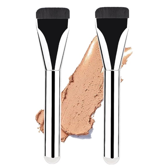 BPPEG 2pcs Flat Foundation Brush for Liquid Makeup Ultra Thin, Flat Head Soft Dense Beauty Brushes for Face