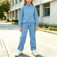 thumbnail image 2 of Kids Girls' 2-Piece Tracksuit Set Half Zip Pullover Sweatshirt and Jogger Sweatpants Long Sleeve Activewear Casual Lounge Wear for Sports Running Play, 2 of 6
