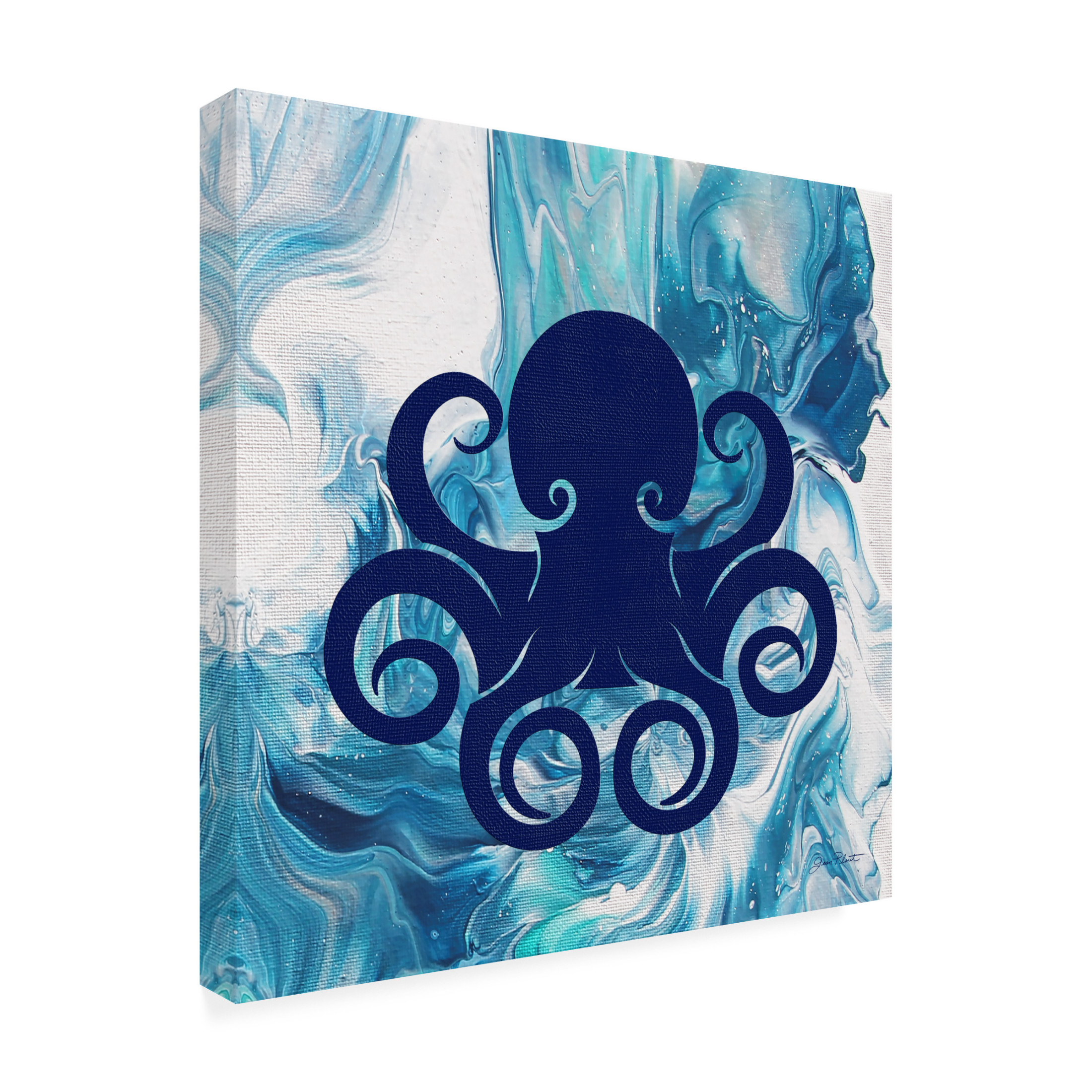 Canvas Wall Art - Jean Plout 'Abstract Ocean F' Wall Art for Living Room, Bedroom, or Office Décor by Trademark Fine Art - 24 x 24 Inches