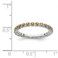 thumbnail image 5 of Solid 925 Sterling Silver Stackable Citrine Yellow November Gemstone Ring Eternity Band Size 8, 5 of 6