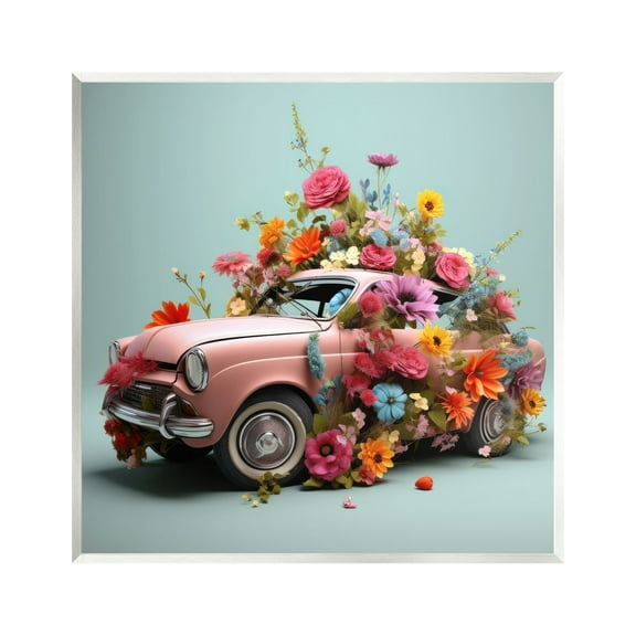 Stupell Industries Avant Garde Car Bouquet Transportation Painting Unframed Art Print Wall Art, 12 x 12