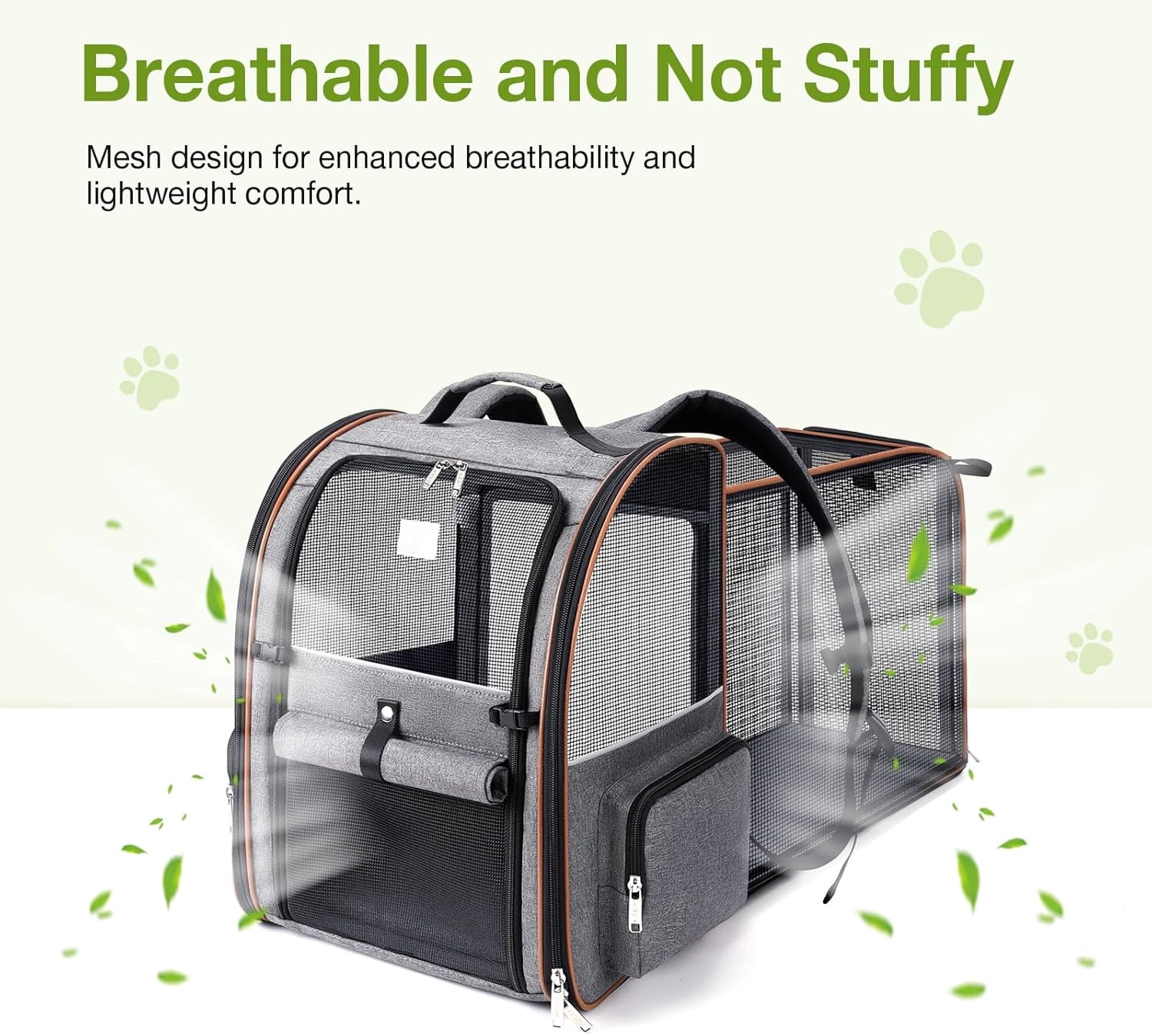 Breathable Mesh Cat Carrier Backpack for Medium Pets Up to 18 Lbs Grey