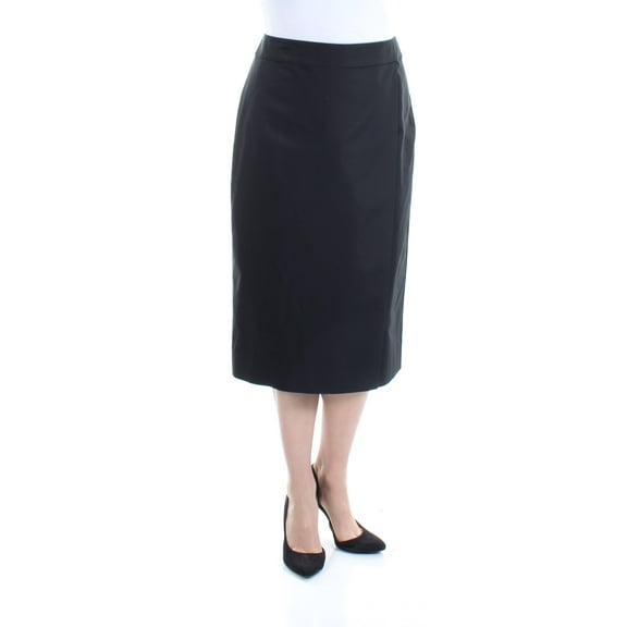 DKNY $129 Womens New 1530 Black Zippered Midi Faux Wrap Skirt 14 B B
