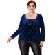 thumbnail image 3 of Plus Size Blouses for Women Sweetheart Neck Long Sleeve Stars Velvet Top 4X Dark Blue, 3 of 6