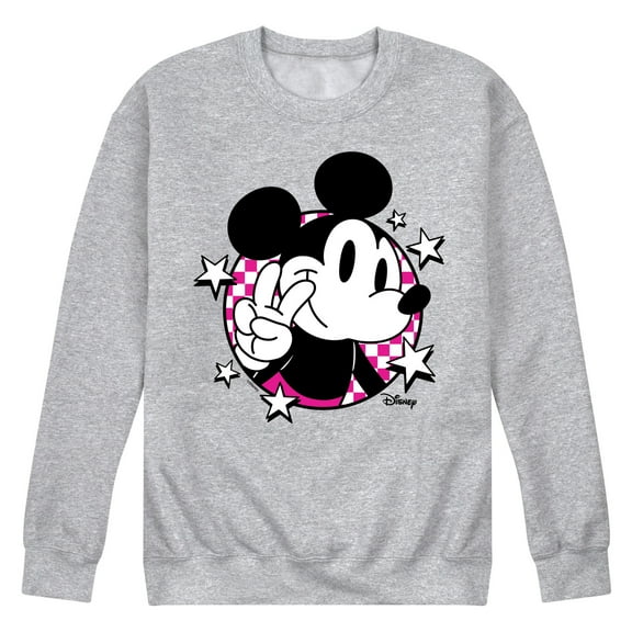 Disney - Mickey & Friends - Peace Sign - Retro Style - Men's Crew Neck Fleece Pullover