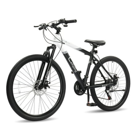 UBesGoo 26 inch Mountain Bike for Adults, 21 Speed Lightweight Aluminum Alloy Frame Mountain Bicycle, Disc Brakes, Black White