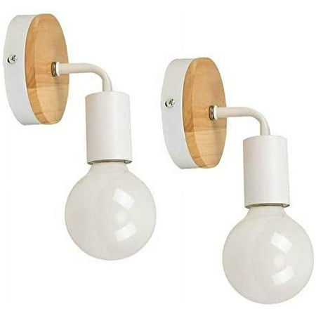 

2 Packs Modern E27 40W Wooden Modern Wrought Iron Wall Lamp (Without Bulb)