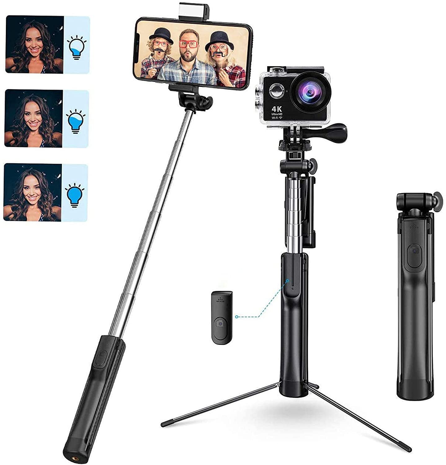 Sans fil Bluetooth Self Portrait selfie stick monopod for iphone android caméra 