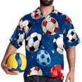 thumbnail image 4 of Football Men's Short Sleeve Spread Collar Button Down Beach Print Casual Shirts, 4 of 6