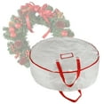 thumbnail image 3 of Elf Stor 30” Wreath Storage Bag – Zippered Holiday Tote for Artificial Wreaths & Garland, White, 3 of 5