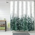 thumbnail image 5 of Christmas Shower Curtain Pine Tree Forest Shower Curtains for Bathroom Decor Winter Misty Forest Green for Christmas Decoration Bath Curtains Sets with Hooks Waterproof Extra Long 72" x 84", 5 of 6