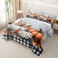 thumbnail image 3 of Homewish Watercolor Pumpkin Quilt Full, Botanical Plant Full Bedspread Sets, White Black Orange Gray, 3-Piece 1 Bedspread and 2 Pillowcases, 3 of 7