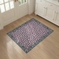 thumbnail image 3 of ODIKA Leopard Cheetah Spotted Print Zebra Stripe Border Motif Pink Flowing Dynamic Stain Resistant Flatwoven for Entryway, Kitchen, Mudroom, 3 of 7