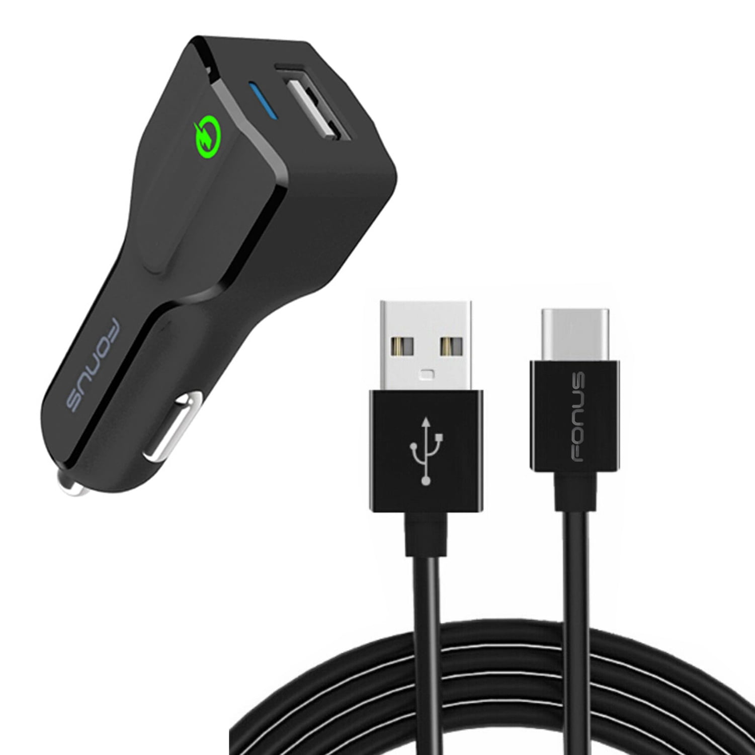 18W Fast Car Charger for Samsung Galaxy S24 Ultra/Plus - USB Port 6ft Cable Type-C Quick Charge DC Socket