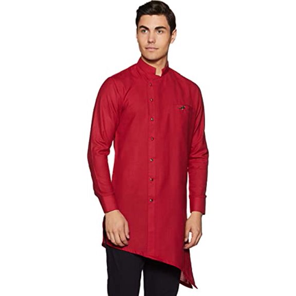 Devyom Men's Cotton Angrakha Kurta (098-D-CUT-KURTA-MAROON-44_XX-Large)
