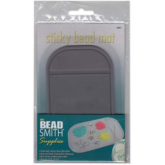 The Beadsmith Sticky Bead Mat - 5.5 x 3.25 inches, Small Size, Grey Color, Anti-Slip Pad, Rinse and Reuse Technology, Ideal for Diamond Painting, Jewelry making, Beads Sorting