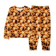thumbnail image 4 of Toddler Girls Sleepwear Halloween Skeleton Hat Bat Pattern Long Sleeve Crewneck Relaxed Fit 2Pc Sleep Set Summer Autumn Pajama Parties Versatile Homewear,Orange,6-7 Years, 4 of 4