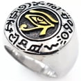 thumbnail image 5 of K-KED Mens Silver Stainless Steel Egyptian Evil Eye of Horus Ra Ring Size 7-13-10-Gold, 5 of 7