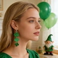 thumbnail image 5 of weibbin St. Patrick's Day Green Four-Leaf Acrylic Earrings, Irish Holiday Jewelry for Women, 5 of 9